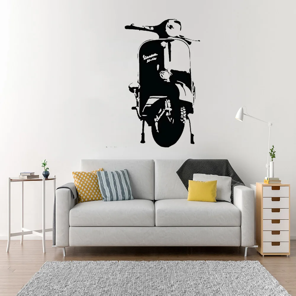 

Vespa scooter Wall Sticker Car Wall Decal Home Decoratie For Living Room Bedroom Vinyl Art Mural Revocable dw10958