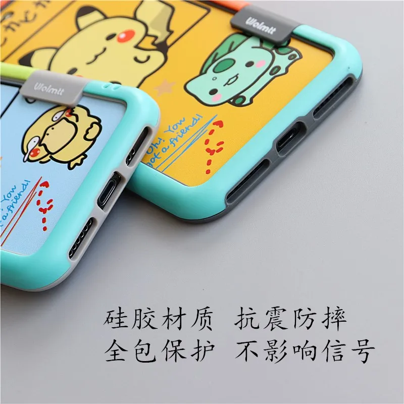 Для iPhone11pro max 8 Plus ударопрочный бампер+ Задняя Передняя пленка для экрана из закаленного стекла для iPhone XS XR 7 8 plus 6S Мультфильм+ ремешок