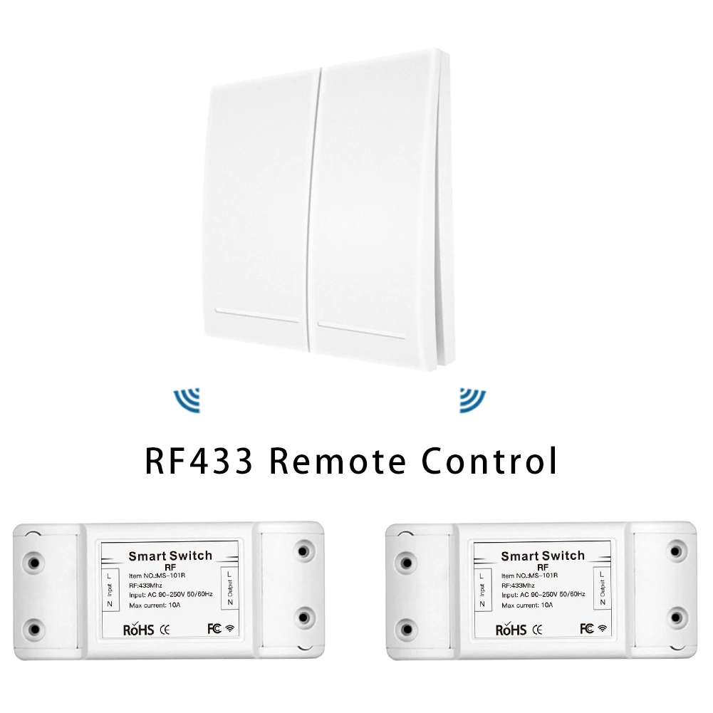 White Kit 2 433 МГц беспроводной смарт-переключатель Радиочастотный пульт дистанционного управления приемник кнопочное управление Лер настенная панель передатчик, 2/3 способа мульти-управления - Цвет: White Kit 2