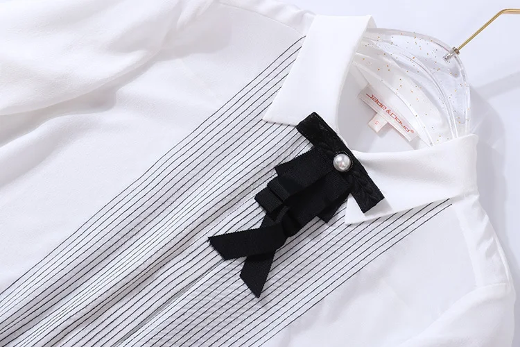 Шелковые блузки галстук-бабочка белая рубашка Осенние женские топы с длинными рукавами женская черная одежда Роскошные повседневные свободные camisa za bluzka