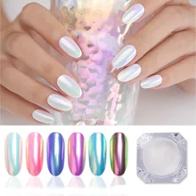 1 коробочка с зеркалом блеск для ногтей Пудра Хамелеон микро Блестки для ногтей Блестящий хромирующйи пигмент Сделай Сам оболочка Дизайн ногтей пыль украшение