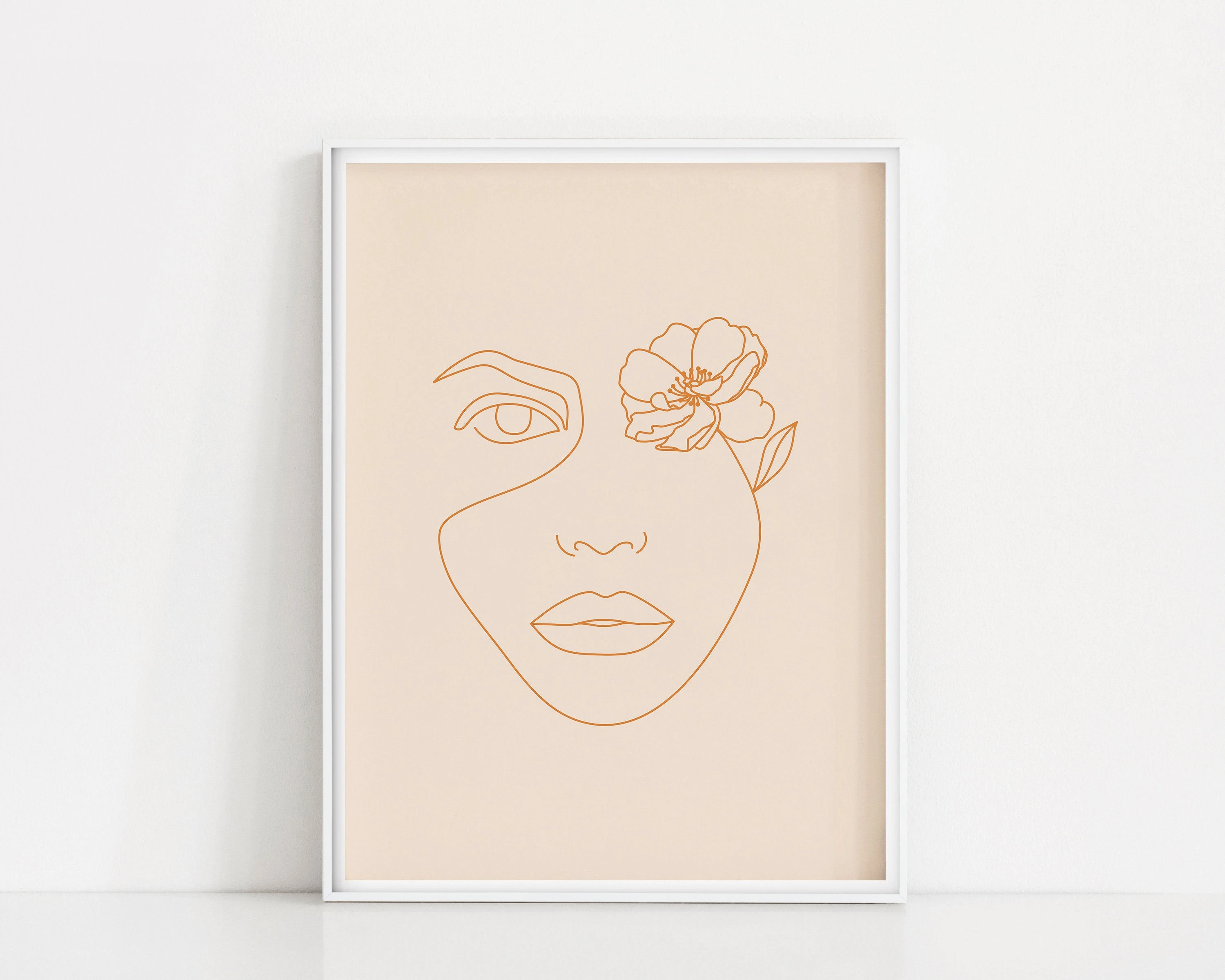の花のアートプリント 花ラインイラスト 細線花の壁アート 女性の顔線画壁 細線ワット 絵画 書道 Aliexpress
