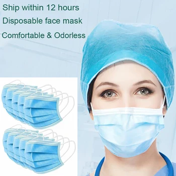 

Ship in 12 hours Disposable Face Mask 3 Layer Melt-blown Non-woven Fabric Mouth Mask Nonwove Meltblown Earloop Facemask Masks
