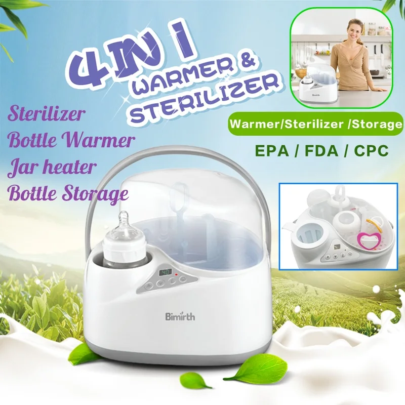 

New 4 in 1 Multi-functional Breast Milk-Heater Baby Bottle Warmer Breast Sterilizer Food Steam Heating Electric with US/EU plug