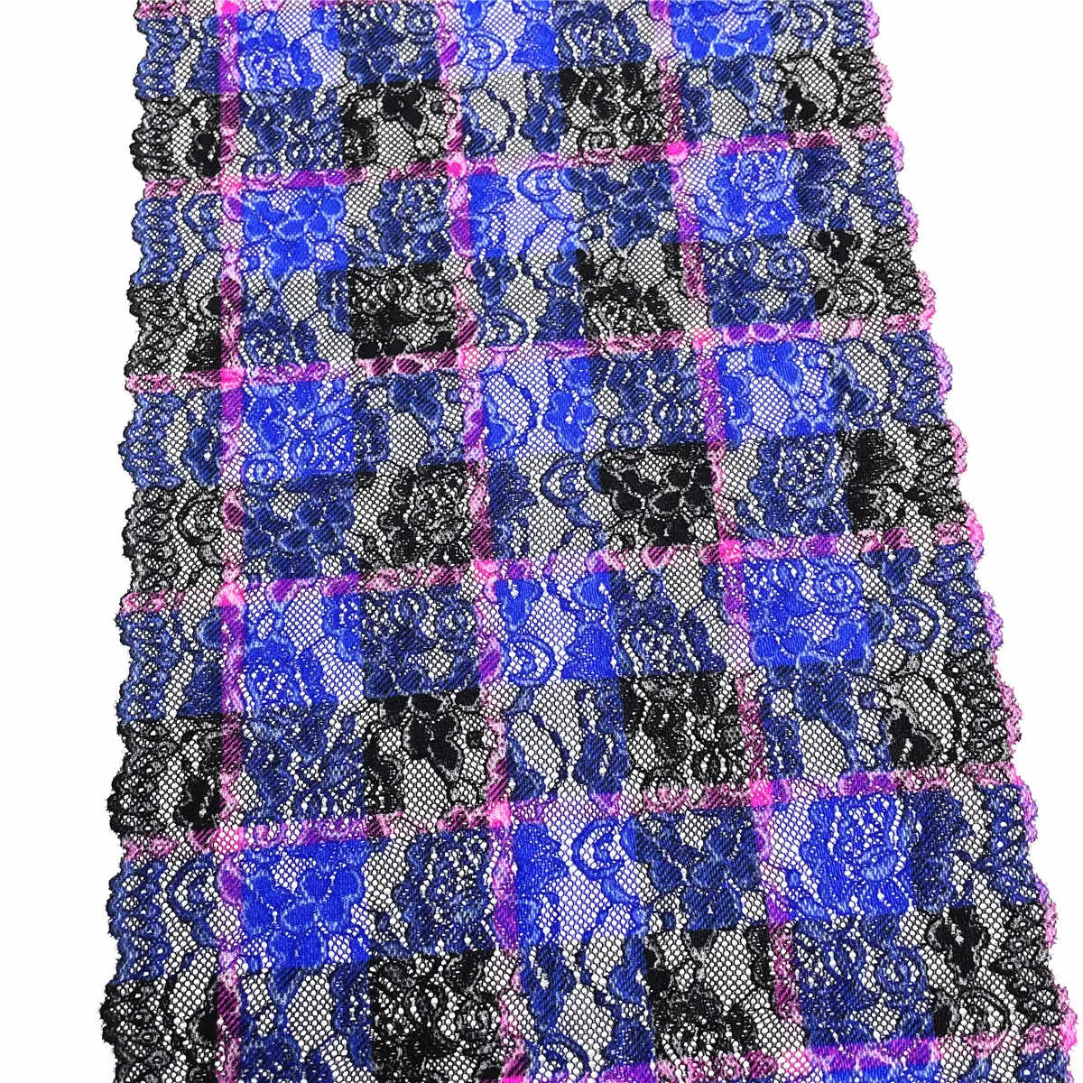 3M/lot Width 28cm Mixed Blue Black Wide Elastic Lace Trim 5
