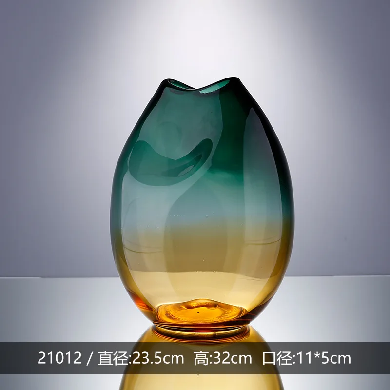 Новинка 2020 роскошная ваза для цветов градиентный цвет янтарный Зеленый