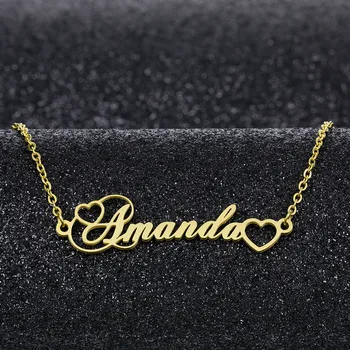 

Personalized Name Necklaces Lovers' Birthday Gift for Women Stainless Steel Customized Heart Fashion Nameplate Jewelry