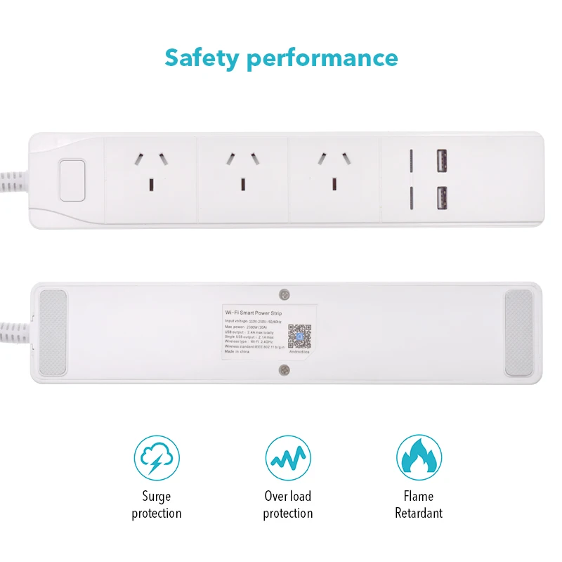 Wifi USB силовая полоса, умная вилка стандарта Австралии, переключатель перегрузки, защита от перенапряжения, 3 розетки, 2 порта, USB зарядное устройство, 1,8 м, 10 А, Wi-Fi розетка