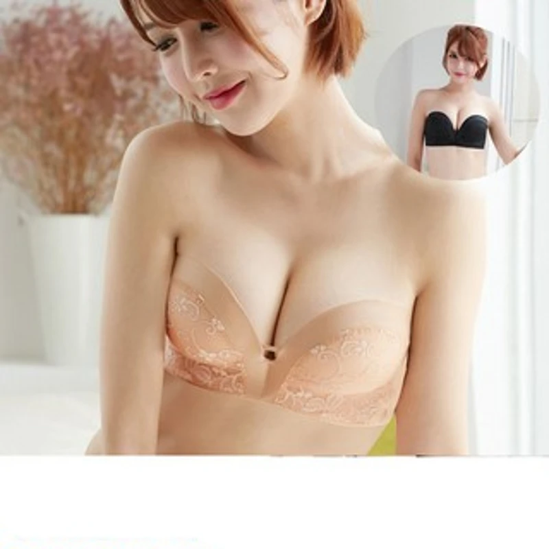 

Strapless Bra Non-Slip Bras For Women Lace Embroidery Sexy Bra Push Up Bra