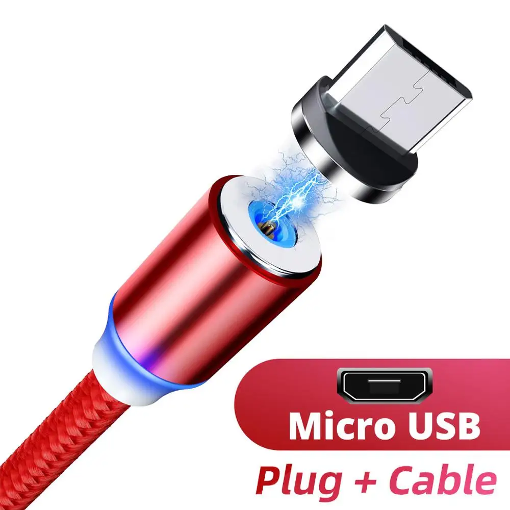 Red Micro Cable Магнитный кабель FONKEN Micro usb type-C кабель для Xiaomi Redmi Note 8 USB C Быстрая зарядка huawei Магнитный Шнур для IPhone Быстрый провод - Цвет: Red Micro Cable