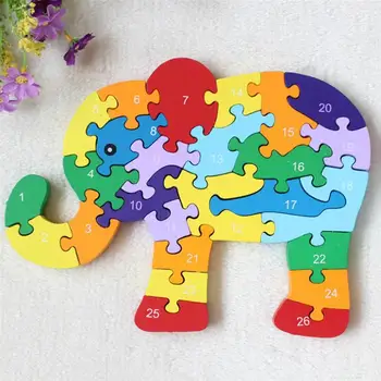 

Wooden 26 English Letters Elephant Design Puzzle Blocks Toy Brain Games Jigsaw Toy Educational Toys Games