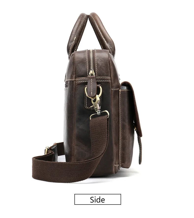 Briefcase Men's Genuine Leather Bag for Men Computer Portfolio for Documents Business Briefcases Leather 14inch Laptop Bag GW19