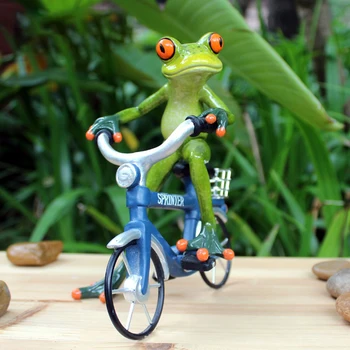 

American Riding Frog Figurines Animal Miniature Model Home Decoration Accessories Valentine's Day Birthday Gift Kids Toys