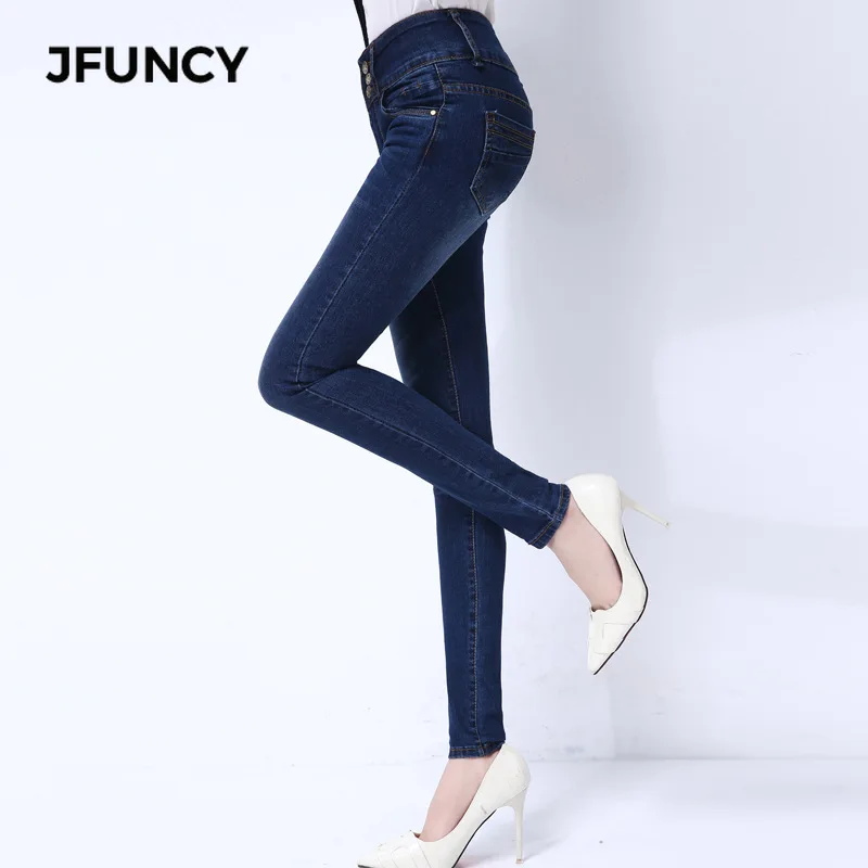 JFUNCY однотонные колготки джинсы для женщин 2020 большой размер зауженные