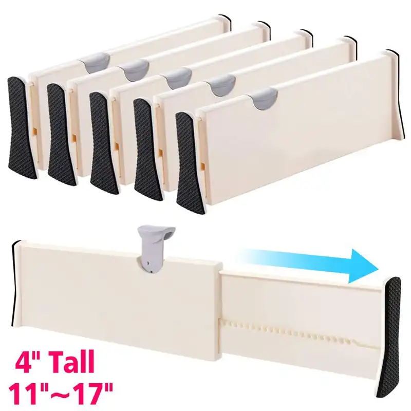 Drawer Dividers Organizer 5 Pack Adjustable Separators 4 Inch High