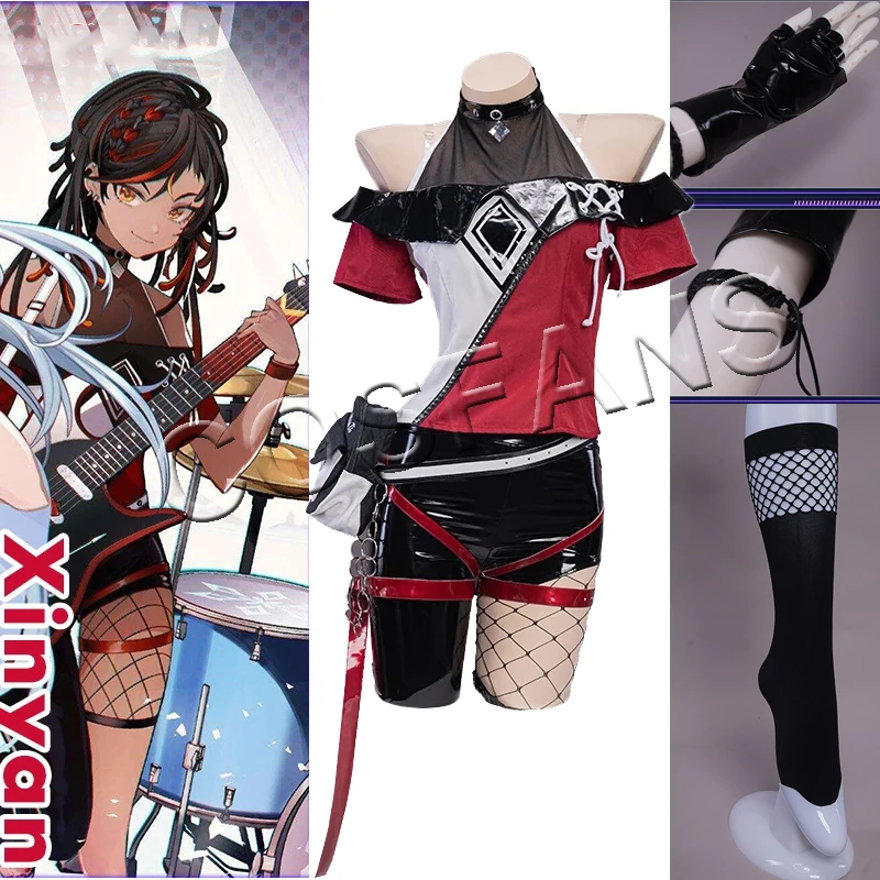 

PRE-SALE Game Genshin Impact Fanart Band Ver. Костюм для косплея Xinyan для женщин и мужчин, костюм для косплея на Хэллоуин, полный комплект
