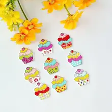 Boutons de gâteau de noël en bois, 22x25mm, 50 pièces/paquet, mélange de motifs, boutons décoratifs de noël, 2 trous, Scrapbook