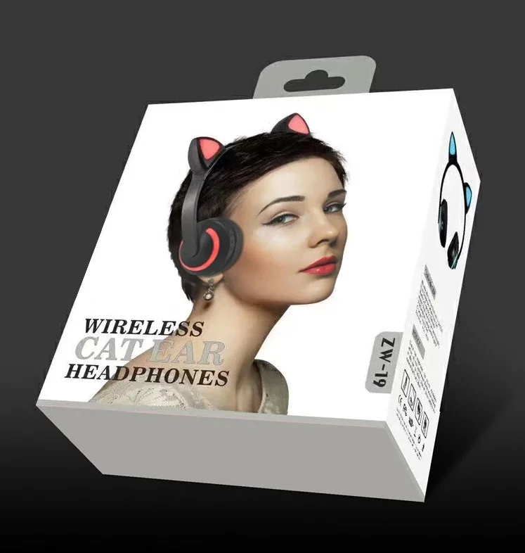 Bluetooth стерео кошачьи наушники мигающие светящиеся кошачьи наушники игровая гарнитура наушники 7 цветов светодиодный светильник
