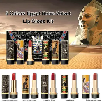

Matte Lipstick Set 5pcs/lot Waterproof Nutritious Velvet Lip Stick Red Tint Nude Batom Women Fashion Lip Set Collector Gift Set