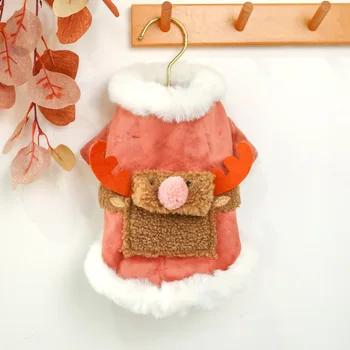 

Dog Christmas Clothes Cartoon Design Elk Quilted Cotton Cloth for Autumn and Winter Dog Two-legged Pet Clothing Dog Accessories