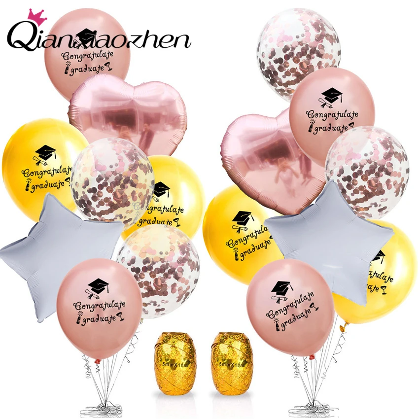 

Qianxiaozhen Congratulate Graduate Balloons Set Graduation Balloon Latex Balloons 12 Inch Graduation Party Decor