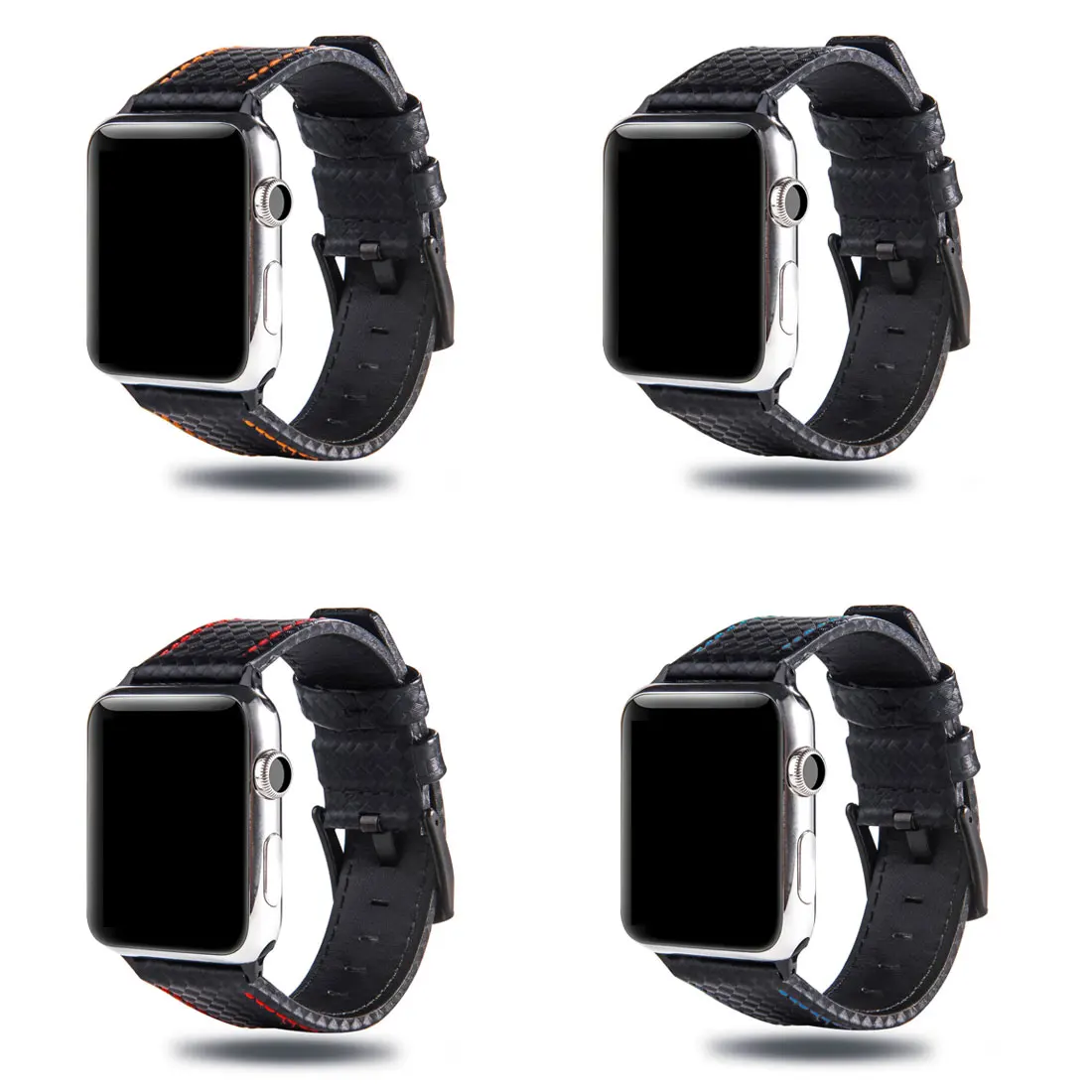 Роскошный ремешок для Apple watch 44 мм 40 мм iWatch 42 мм 38 мм углеродное волокно+ кожаный ремешок для часов Браслет Apple watch 5 4 3 2 1