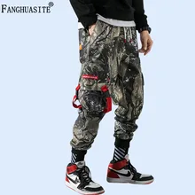 Новые модные брендовые мужские хлопковые брюки-карго с лентами и большим карманом, камуфляжные брюки, уличная одежда, джоггеры, паркур, брюки K19445