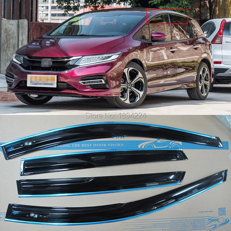 

4pcs Silver Trim Window Visor Shade Vent Wind Rain Deflector Guards For Honda Jade