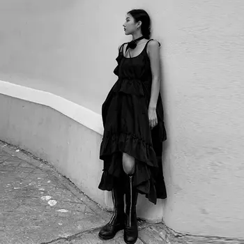 

Loose Irregular Ruffle Dress Fashion Women Irregular Strapless Sleeveless Small Fresh Casual Style Off Shoulder Dress DMY4036