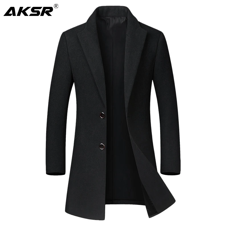 AKSR Men Trench Coat Wool Blends Men's Windbreaker Jacket Long Sleeve New Autumn and Winter Solid Color Thick Coat Size M-4XL AKSR Men Trench Coat Wool Blends Men's Windbreaker Jacket Long Sleeve New Autumn and Winter Solid Color Thick Coat Size M-4XL