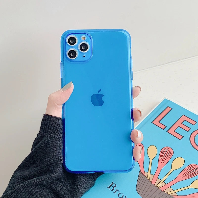 Fundas de teléfono de color fluorescente neón para iPhone 15 16 14 13 12 11 Pro Max Mini X XR XS 7 8 Plus SE 2020 Cubierta suave completamente protegida