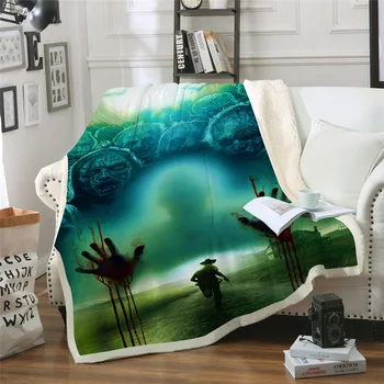 

3D Printed Bloody Hands Sherpa Blanket Couch Quilt Cover Travel Youth Bedding Outlet Velvet Plush Throw Fleece Blanket Bedspread