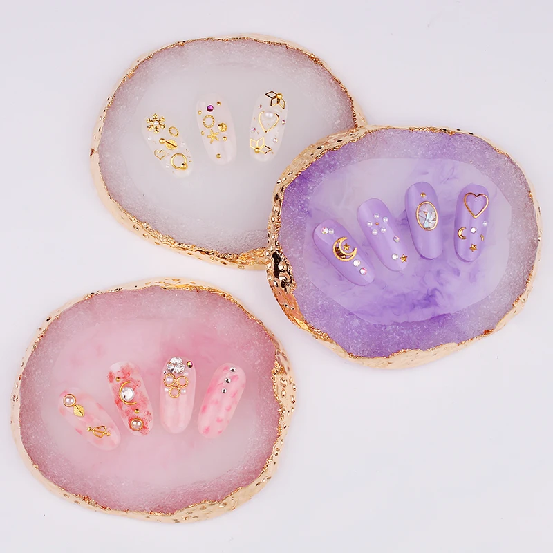

MOFONAILS Nail Palette Plate Agate Round Leaf Resin Nail Palette Display Toning Mixed Pigment Color Mana Nail Palette Plate Tool