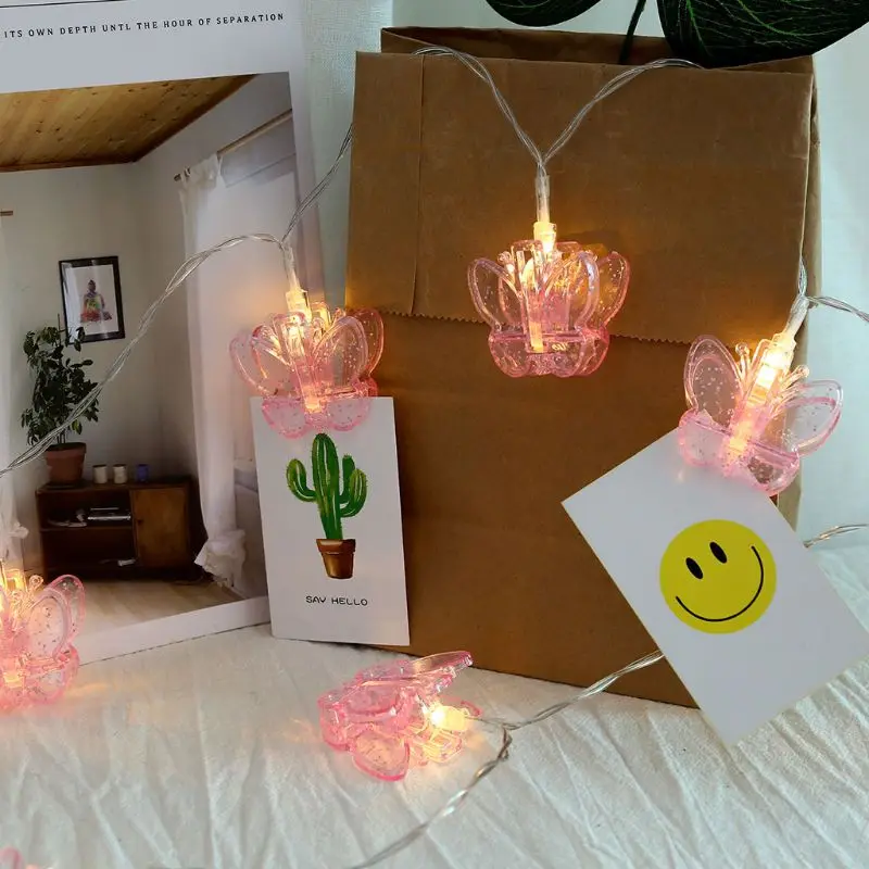 HNGCHOIGE 10 LEDs Photo Clips String Light Butterfly Shape Memory Show Party Store Decor