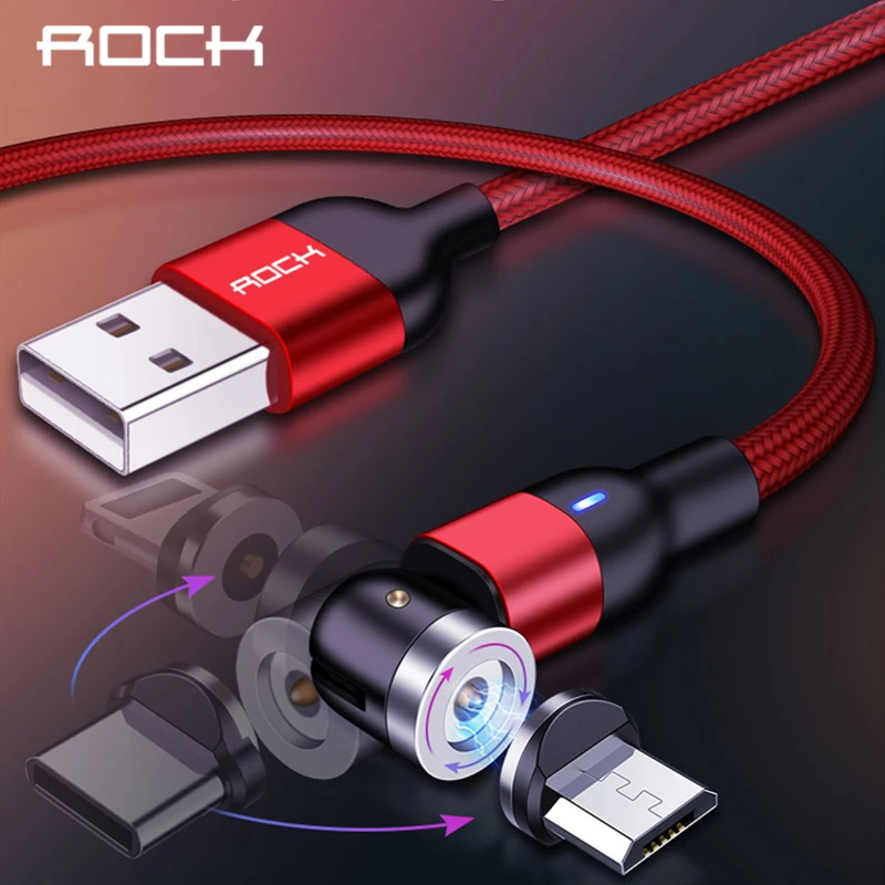 Магнитный кабель ROCK 540 с Micro USB Type C для быстрой зарядки телефона магнитное