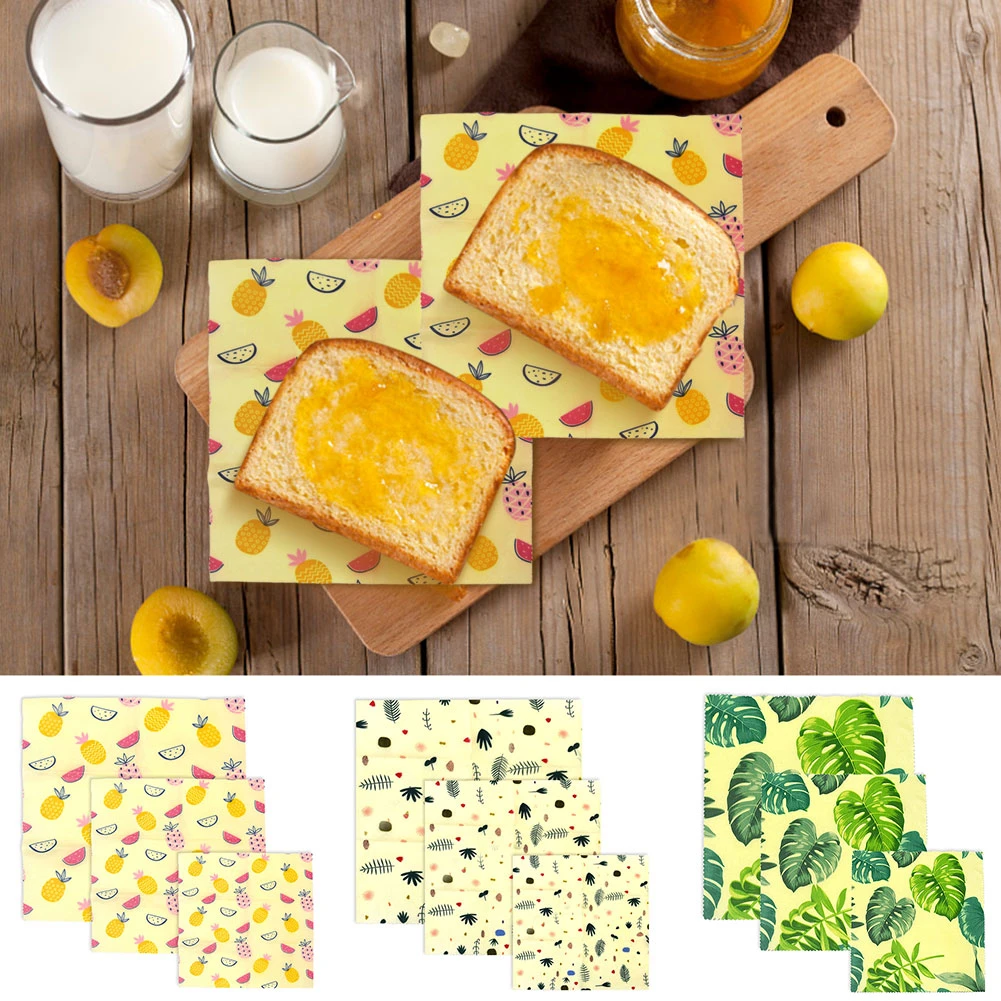 

3 Assorted Sizes Reusable Bijenwas Doek Beeswax Wrap Food Fresh Bag Beeswax Zero Waste Cloth Wrap Reutilizable Bolsa Estanca