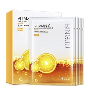 

10 Pieces Vitamin C Hydrating Mask Moisturizing Brightening Tencel Mask