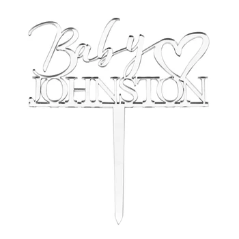 

Personalized Engraved Baby Cake Topper Acrylic Wooden Custom Cake Topper Gift Decor Party Logo Welcome Baby Love Heart Name