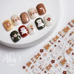 1Pcs Cartoon Bear Nail Art Sticker Manicure Designs High Quality Rainbow Colored Clouds Self Adhesive Nails Decoration Decal