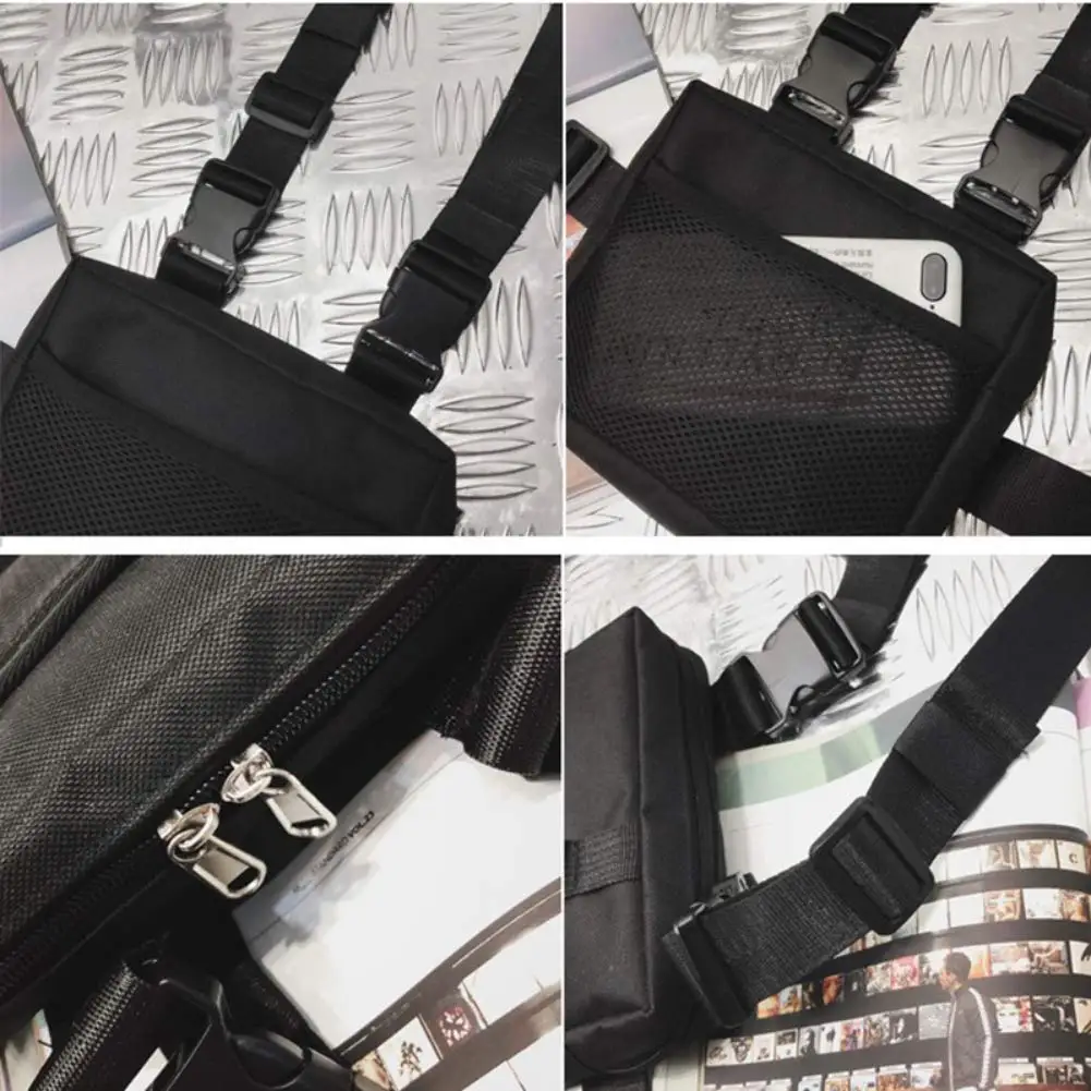 Мужская и женская модная нагрудная Передняя сумка в стиле хип-хоп Уличная функциональная поясная сумка Регулируемая тактическая сумка на плечо нагрудная сумка