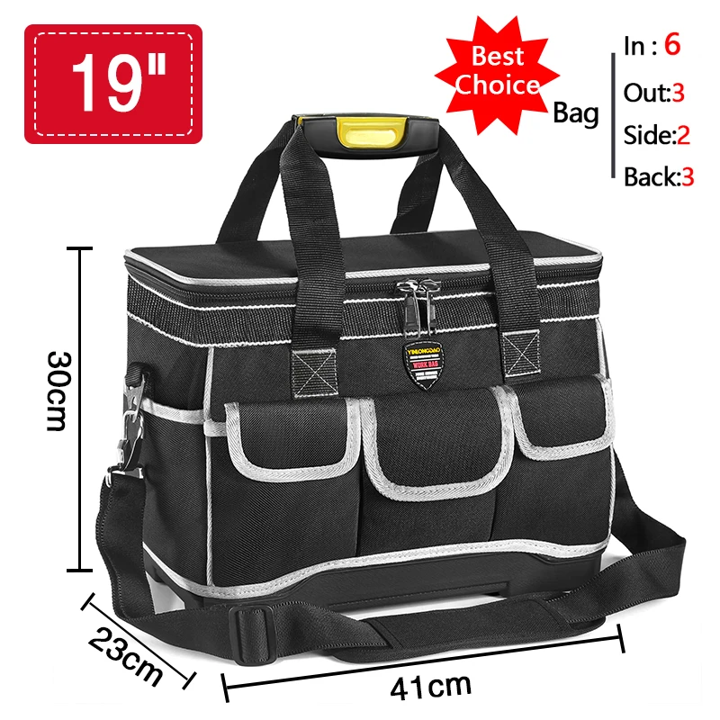 2021New Tool Electrician Bag Portable Multi Pocket Waterproof Toolkit Multi Function Tool Bag 1680D Oxford Cloth Electrician Bag top tool chest Tool Storage Items