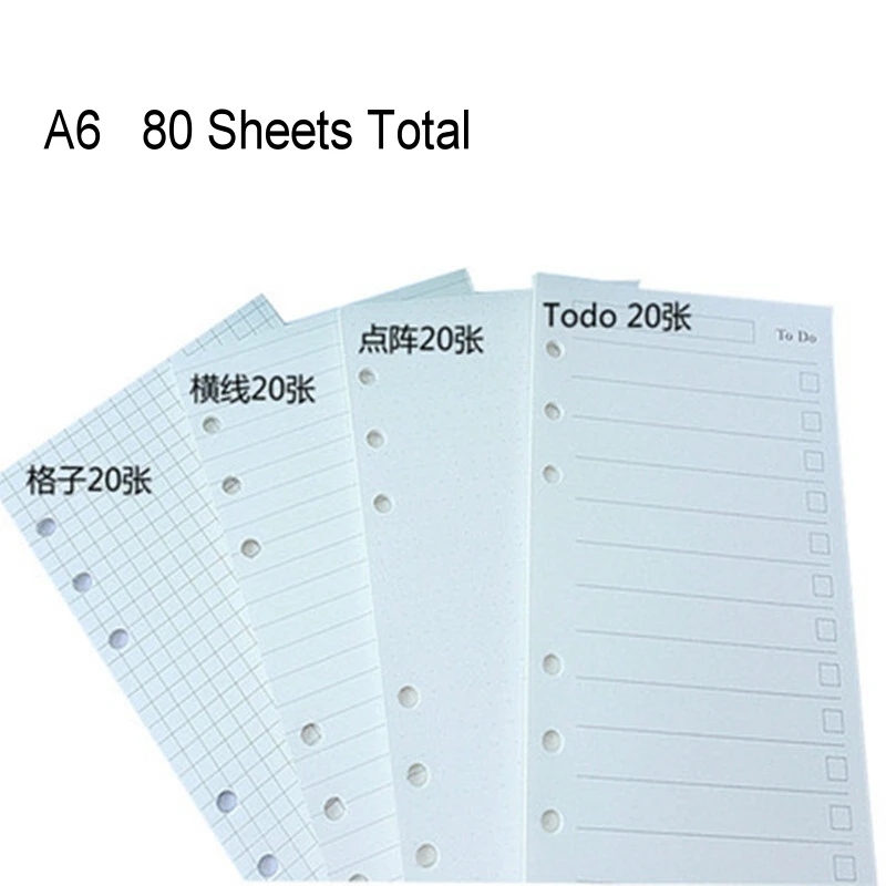 A6 80 Sheets А6/А7 80 листов всего расписание Органайзер план заметки бумажный планировщик дневник в стиле Скрапбукинг Бумажные Вставки заправка рук счет YLM8026 - Цвет: A6 80 Sheets