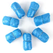 100 pièces en plastique imperméable à l'eau jetable couvre-chaussures pluie jour tapis plancher protecteur épais nettoyage chaussure couverture bleu couvre-chaussures(China)