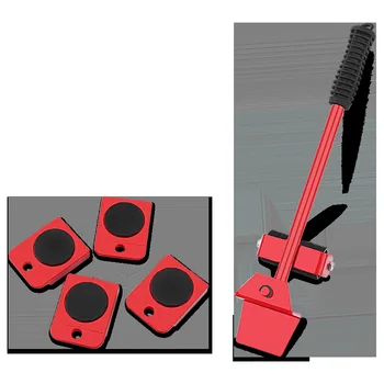 

Furniture Mover Tool Set Furniture Transport Lifter Heavy Stuffs Moving Tool 4 Wheeled Mover Roller+1 Wheel Bar Hand Tools Set