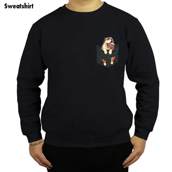 

English Bulldog Inside Pocket hoody Dog Lovers Black Cotton Men Cartoon sweatshirt men Unisex Fashion sweatshirt sbz8086