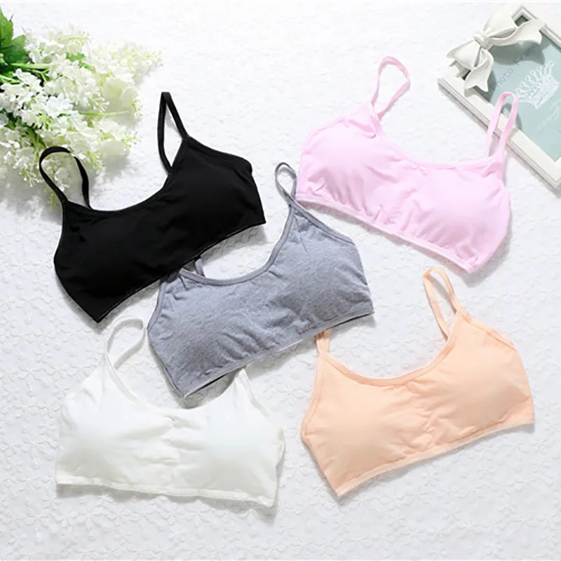 

Lingerie Women Cotton All-match For Teenage Girl Anti-light Fit 8-15 years Girl Wire Free Breathable One-Piece Small Bra Rk