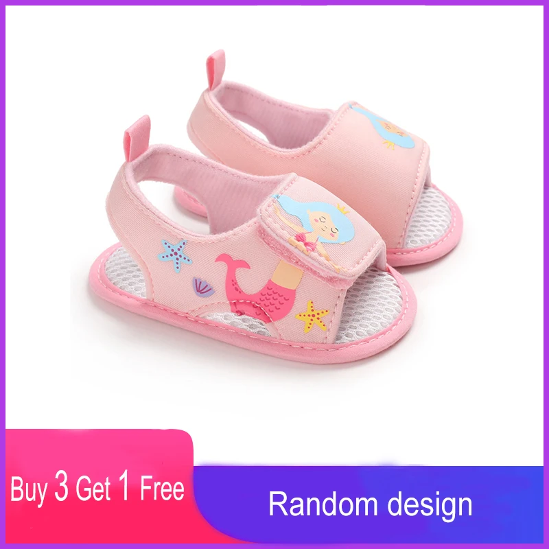 Summer Little Children's Cute Mermaid Starfish First Walkers Casual Beach Shoes Soft Newborn Kids Toddler Baby Girls Flats |