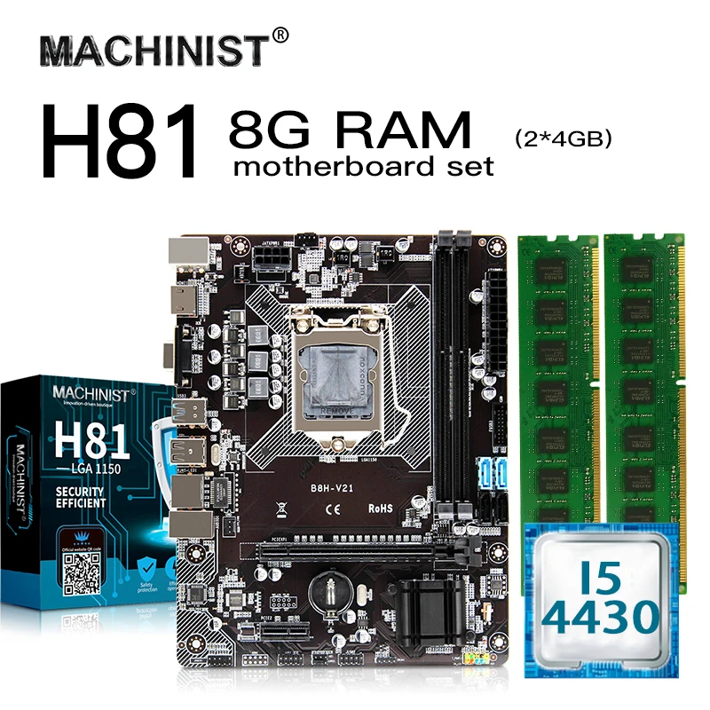 Комплект материнской платы H81 LGA1150 для настольных ПК с процессором Intel I5-4430 и встроенной графикой DDR3 8G(2*4G) Комплект материнской платы H81 LGA1150 для настольных ПК с процессором Intel I5-4430 и встроенной графикой DDR3 8G(2*4G)
