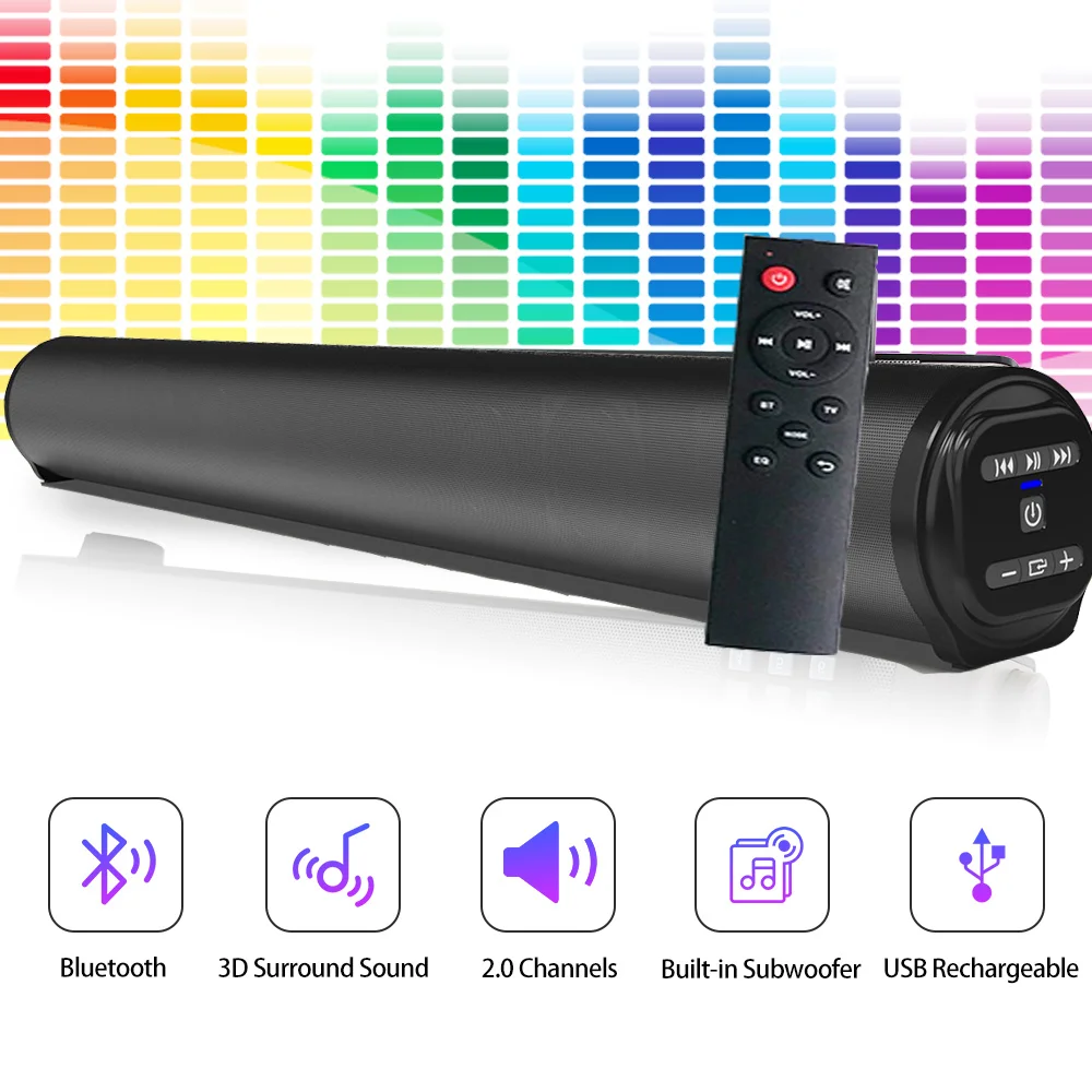US $37.60 20W TV Sound Bar Wired and Wireless Bluetooth-compatible Home Surround SoundBar for PC Theater TV Speaker