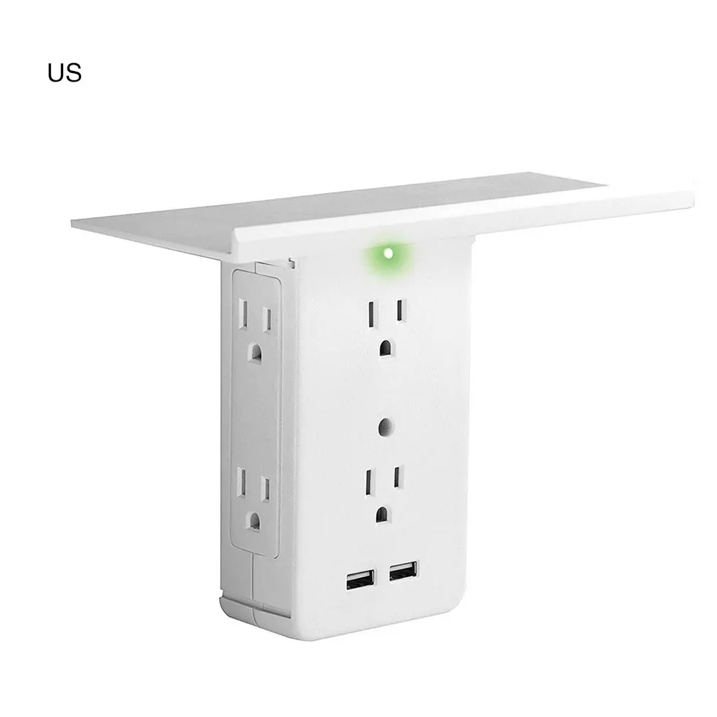 

Multi-function Socket Tray Wall Plug US Wall Plug Bracket Wall Plug Strip 6 Plug Jack 2 Usb Jack White